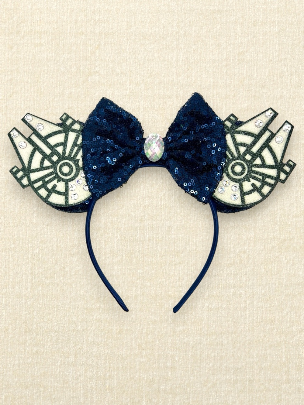 Navy Blue Sequin Millennium Falcon Minnie Ears | Disney-Inspired Mouse Ears